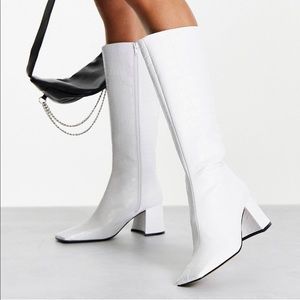 Topshop Square Toe White Boots